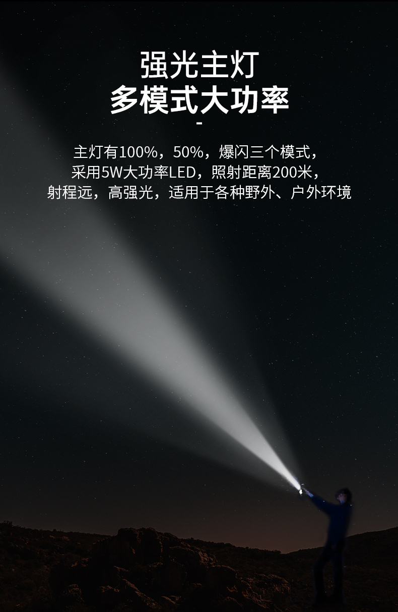 多功能應急手電強光主燈