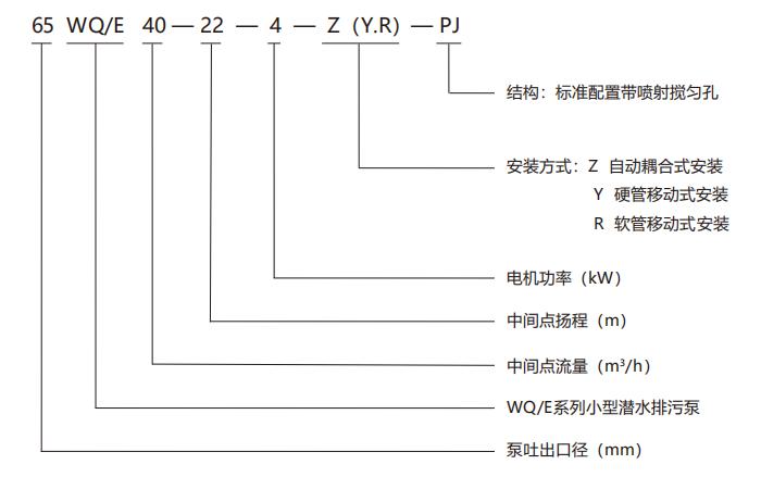 WQ/E系列小型潛水排污泵型號(hào)說明
