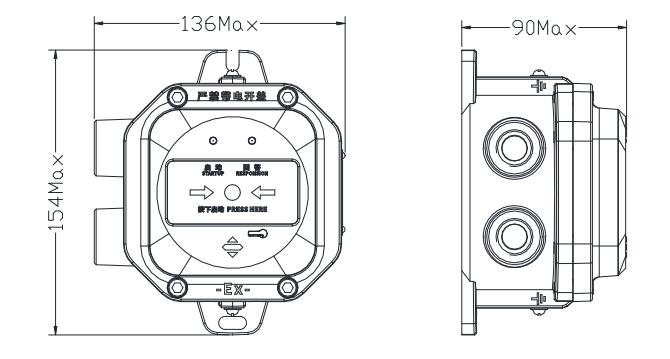 J-SAP-M-A63G-Ex防爆型消火栓按鈕外觀尺寸