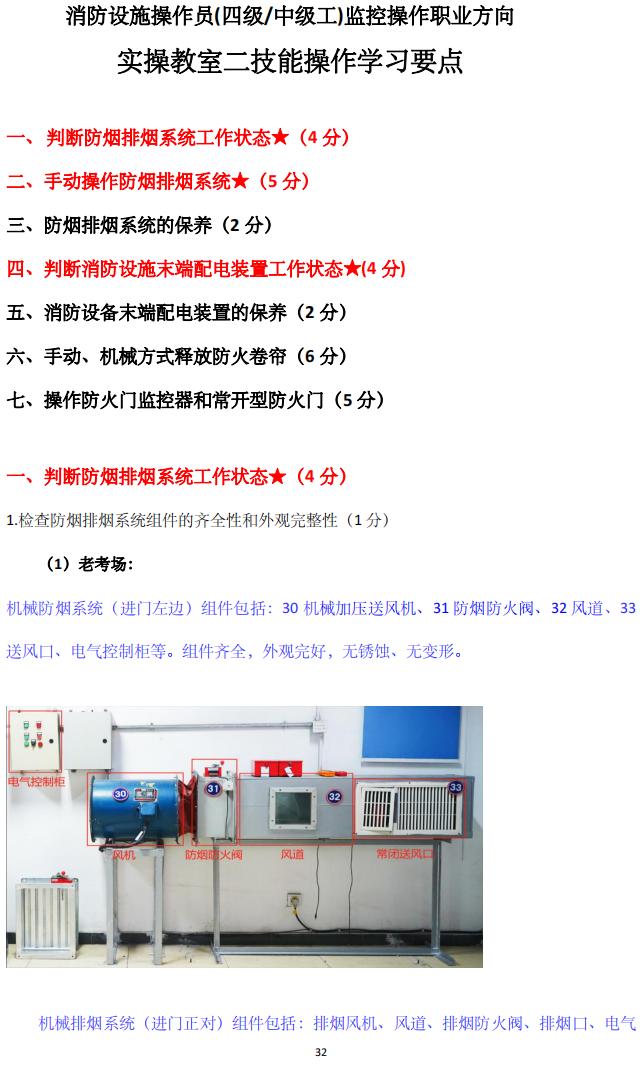 消防設(shè)施操作員(四級(jí)/中級(jí)工)監(jiān)控操作技能操作學(xué)習(xí)要點(diǎn)