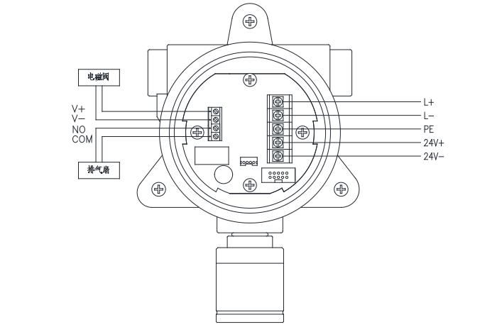 GT-FS2023(Ex)工業(yè)及商業(yè)用途點型可燃?xì)怏w探測器安裝接線