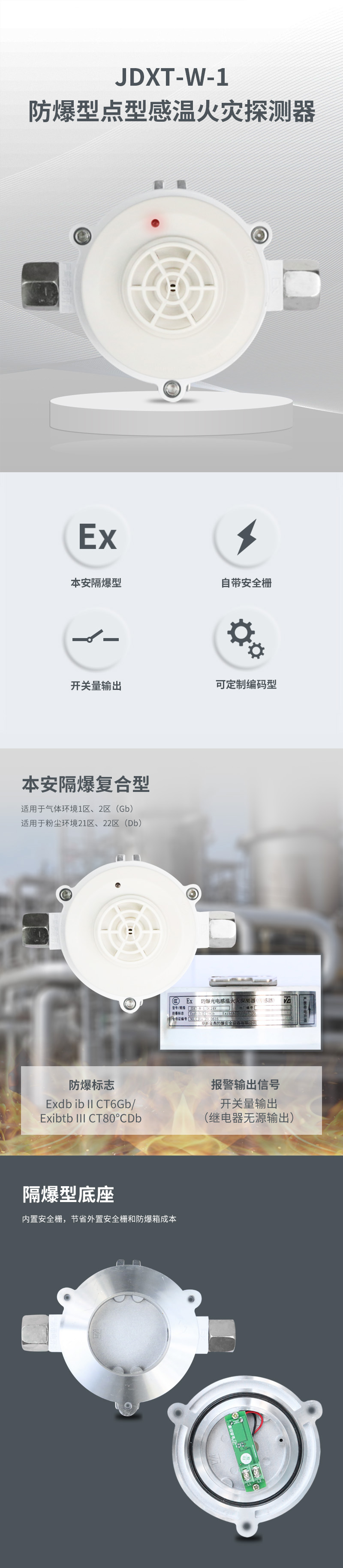 JDXT-W-1防爆型點(diǎn)型感溫火災(zāi)探測器1