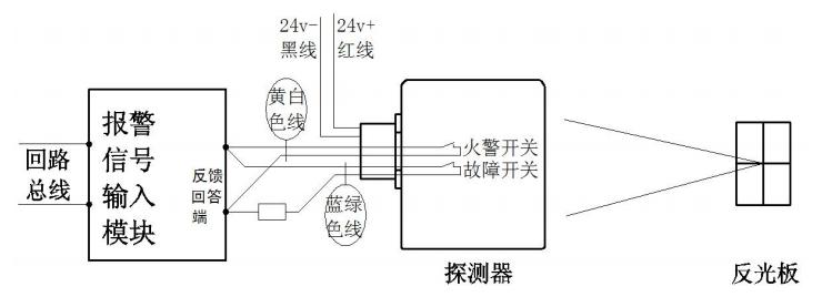 JTY-HF-YJLH104線型光束感煙探測(cè)器接線圖