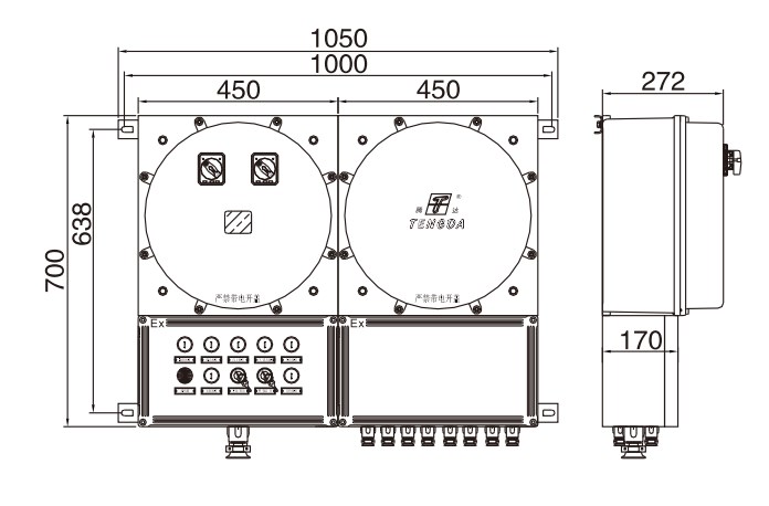 TD-D-1KVA-Ex-BXM53集中電源外形尺寸