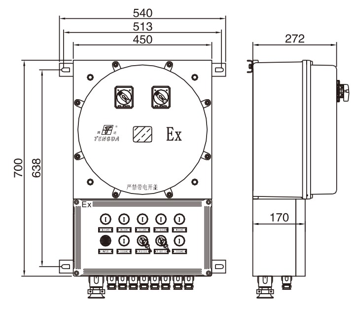 TD-D-0.6KVA-Ex-BXM53集中電源外形尺寸