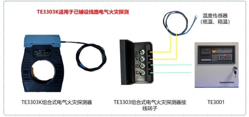 TE3303K電氣火災(zāi)探測設(shè)備接線圖