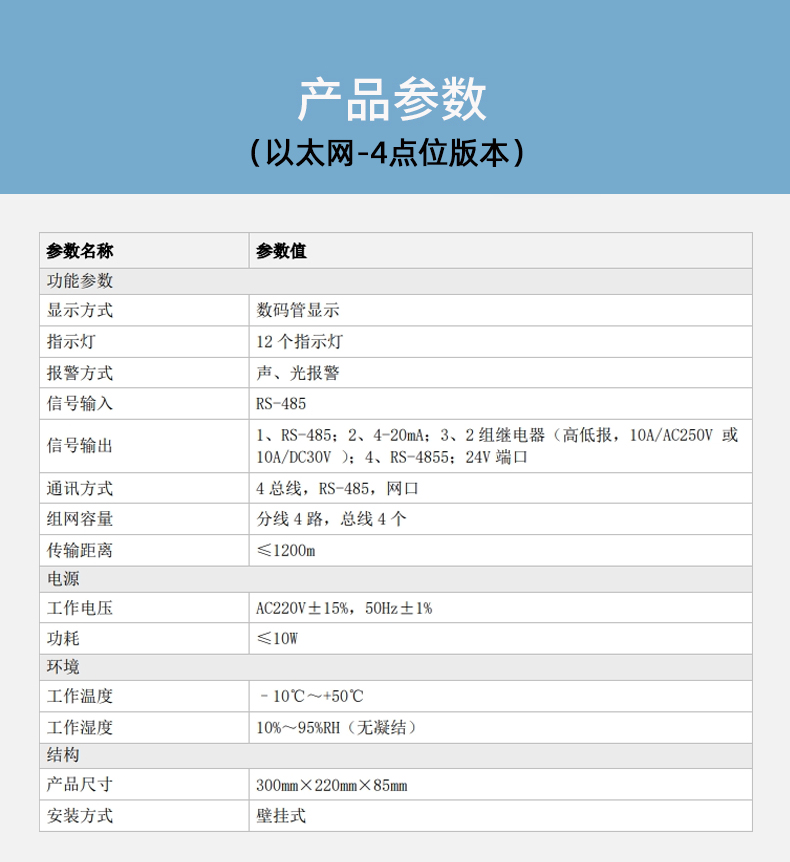 GT-ABH904總線型氣體報(bào)警控制器以太網(wǎng)版技術(shù)參數(shù)