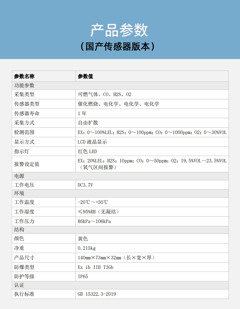 DH-HY-GAC20C便攜式4合1氣體探測(cè)儀技術(shù)參數(shù)