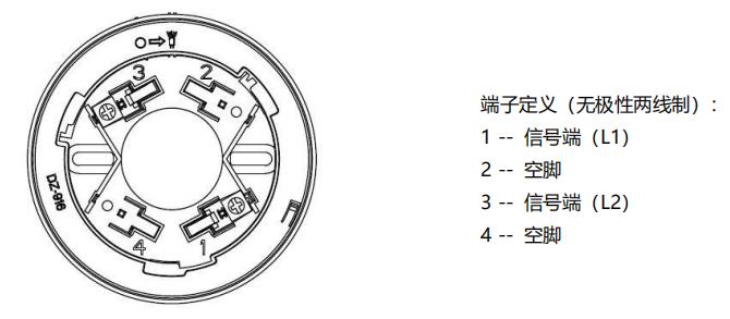 JTY-GD-930P型點型光電感煙火災(zāi)探測器接線端子圖