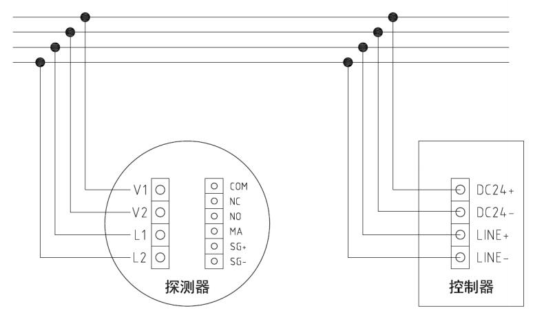 HK1000氣體報(bào)警控制器接線圖