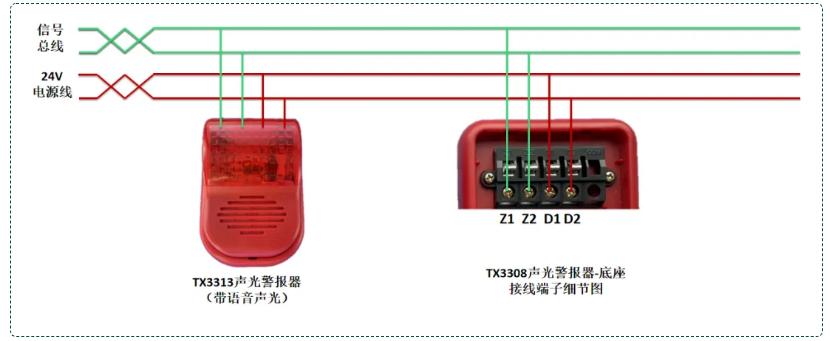 TX3313聲光警報(bào)器（四線制）接線圖