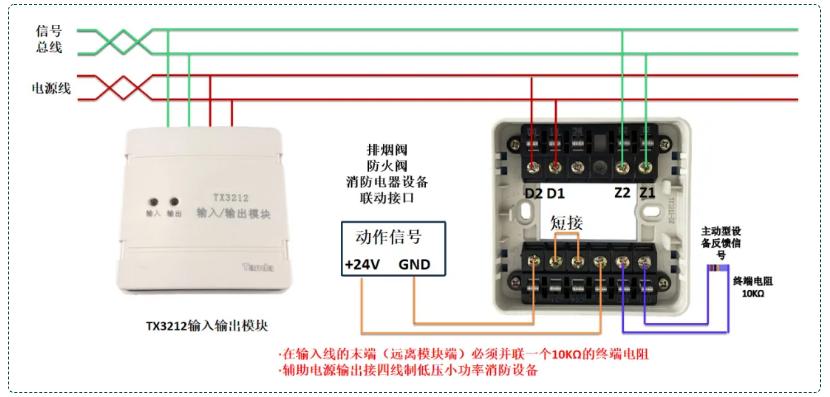 TX3212輸入輸出模塊（四線制）接線圖