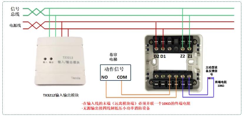 TX3212輸入輸出模塊（四線制）接線圖