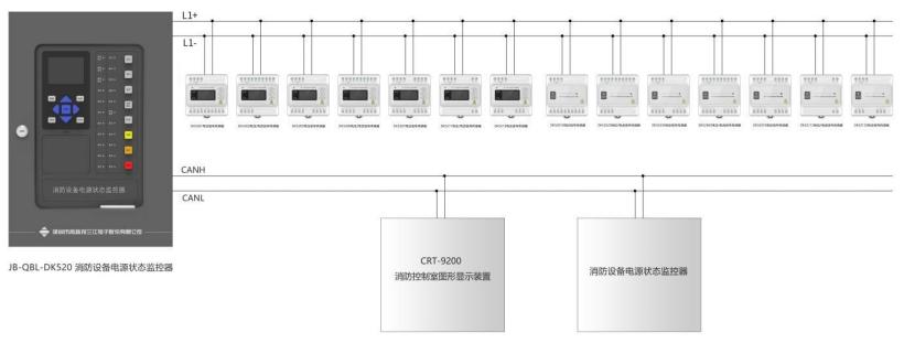 JB-QBL-DK520消防設(shè)備電源狀態(tài)監(jiān)控器系統(tǒng)圖