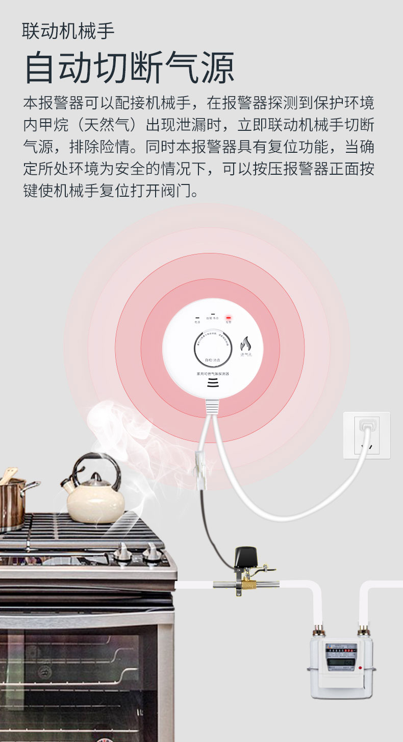 JT-LZ-3952/JT-LZ-3957家用可燃氣體探測器切斷氣源