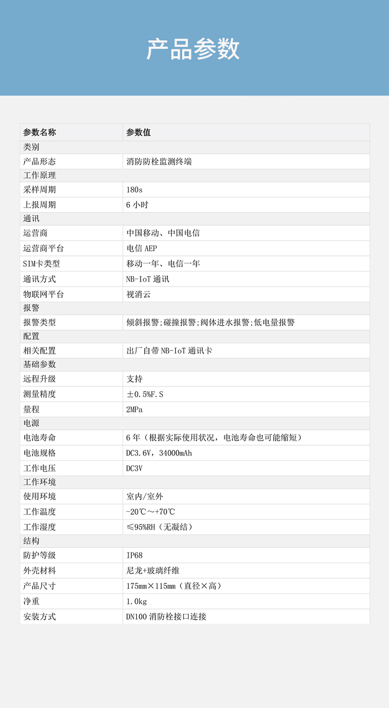 DH-HY-PM3NA-B室外消防栓監(jiān)測設(shè)備技術(shù)參數(shù)
