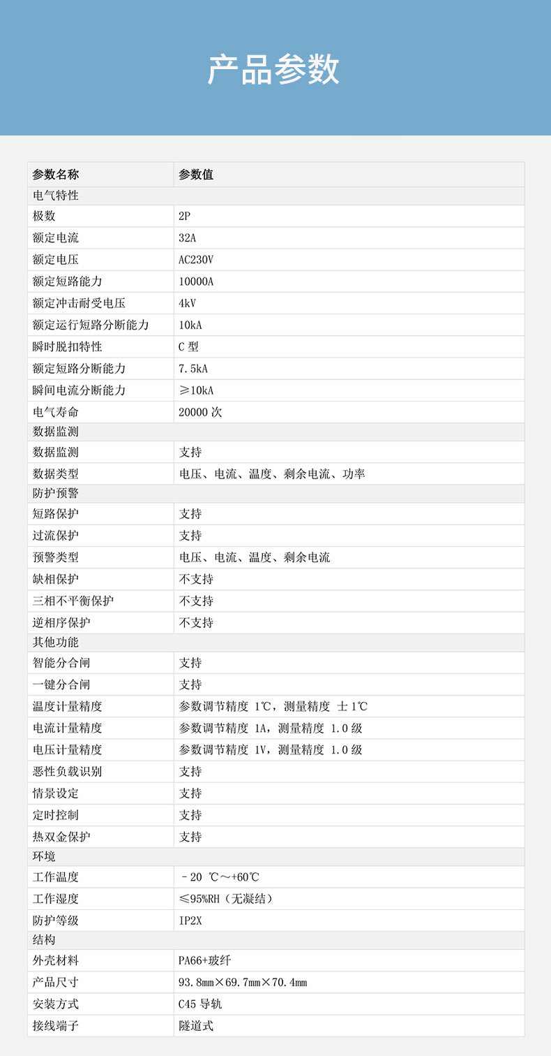 DH-HY-IAS6ZC32(F) C型2P帶漏保智能空開一體機(jī)技術(shù)參數(shù)