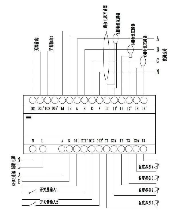ZD-GST-T1301組合式電氣火災(zāi)監(jiān)控探測(cè)器接線(xiàn)圖