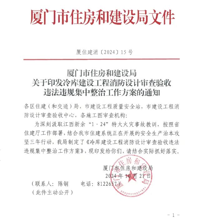 冷庫(kù)建設(shè)工程消防設(shè)計(jì)審查驗(yàn)收違法違規(guī)集中整治工作方案