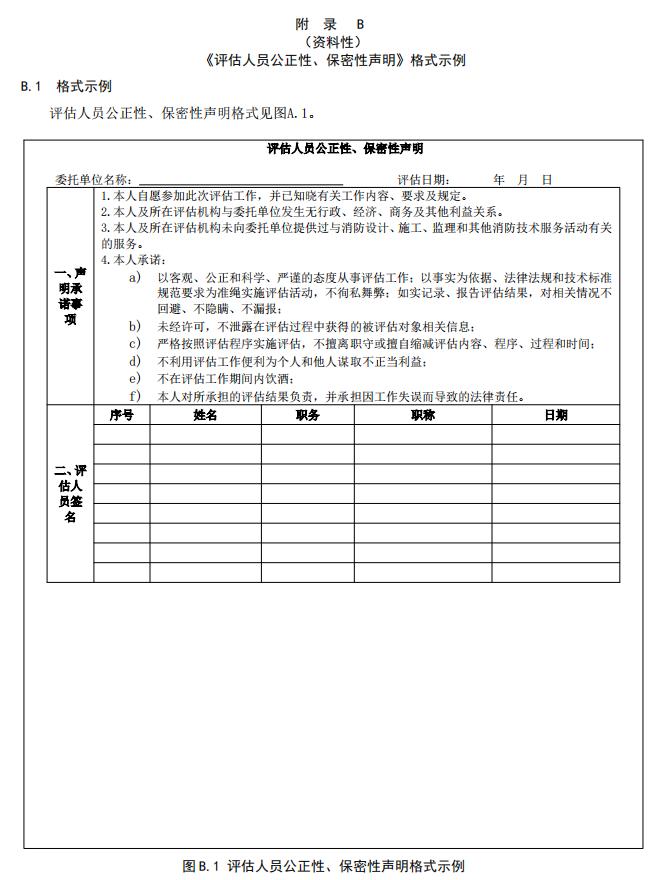 附錄B《評估人員公正性、保密性聲明》格式示例