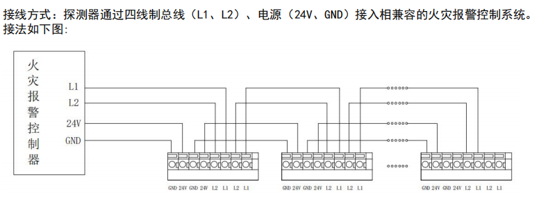 JTY-GS-T8001線型光束感煙火災(zāi)探測器接線圖