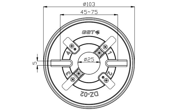 DZ-02探測器通用底座外形示意圖