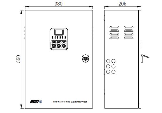 HW-D-0.3KVA-VN30應(yīng)急照明集中電源外觀示意圖