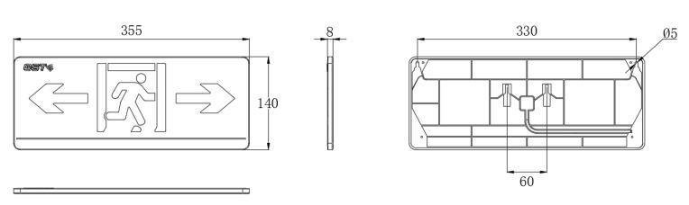 HW-BLJC-1LRE II 0.5W-YN450集中電源集中控制型消防應(yīng)急標(biāo)志燈具外形尺寸