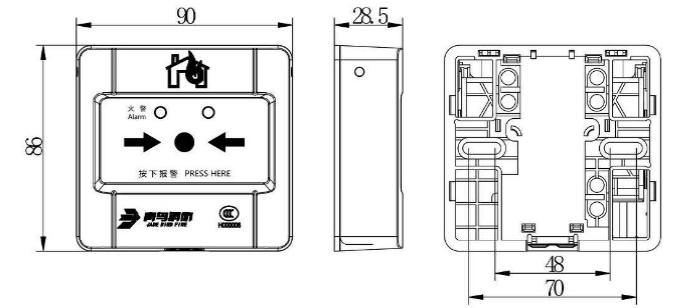 J-SAP-JBF4121B手動火災(zāi)報警按鈕外形尺寸