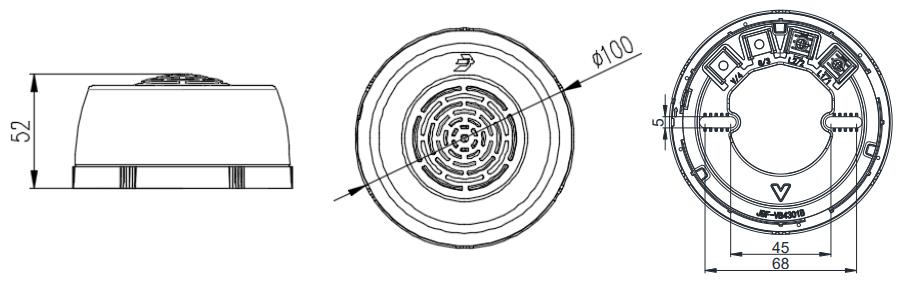 JBF5174火災聲光警報器外形示意圖
