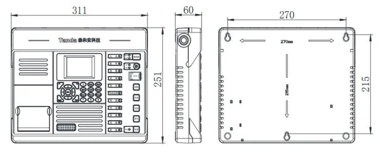 JB-TB-TR3001D可燃?xì)怏w報(bào)警控制器外形尺寸