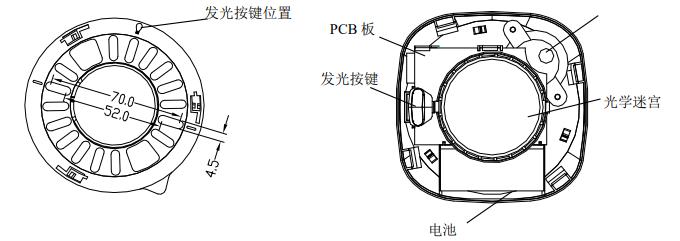 JTY-GD-H363A型獨立式光電感煙火災(zāi)探測報警器外形尺寸
