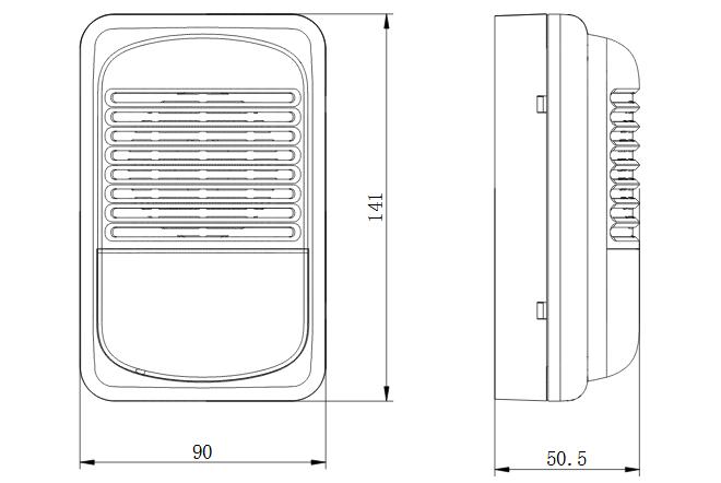 GST-HX-321B/W火災(zāi)聲光報(bào)警器外形尺寸