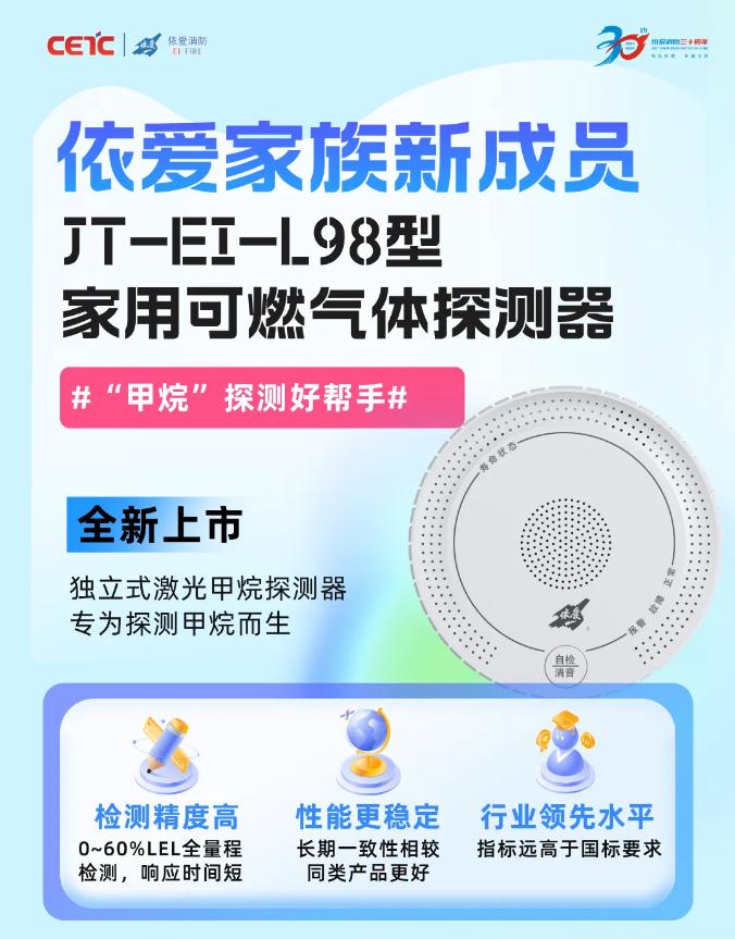依愛消防JT-EI-L98型家用可燃?xì)怏w探測(cè)器新品上市