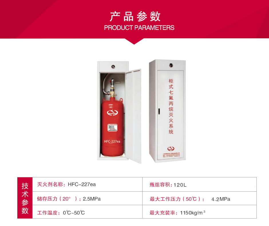 GQQ120/2.5HY柜式七氟丙烷氣體滅火裝置參數