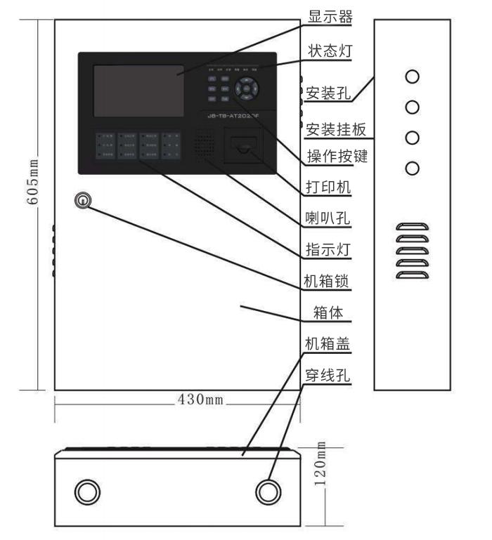 JB-TB-AT2020F可燃?xì)怏w報(bào)警控制器外形結(jié)構(gòu)