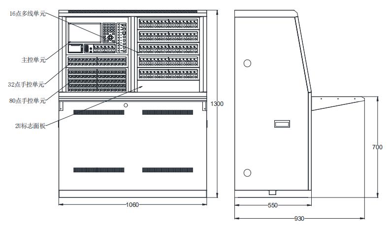 JB-QTL-C8020火災(zāi)報警控制器（聯(lián)動型）外形尺寸